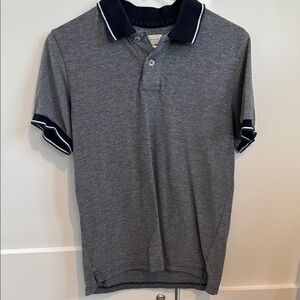 Gray and Blue Polo Shirt with Contrasting Collar